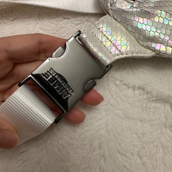 Aimee Kestenberg Leather Convertible Milan Belt Bag Hologram Snake Iridescent - Picture 12 of 16